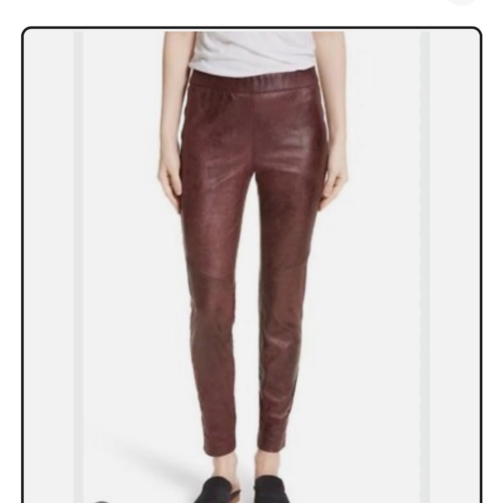 Free People Women’s Size 26 Brownish Burgundy Faux Vegan Leather Ankle Leggings